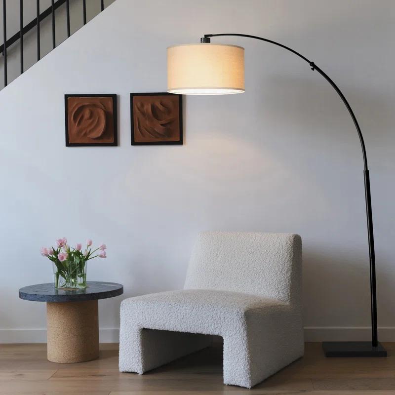 Brightech Logan 76 in. Adjustable and Extendable LED Arched Gold Floor Lamp with Weighted Marble Base - LED Bulb Included