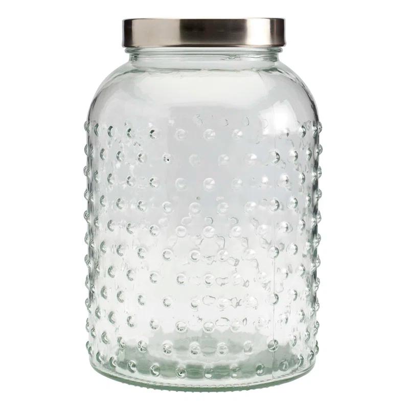 Mason Craft & More Mason Craft & More 3 Piece Hobnail Glass Canister Set with Airtight Stainless Steel Lids