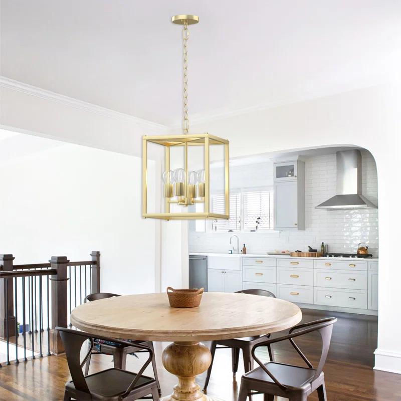 17 Stories Keya 4 - Light Iron Dimmable Lantern Geometric Chandelier