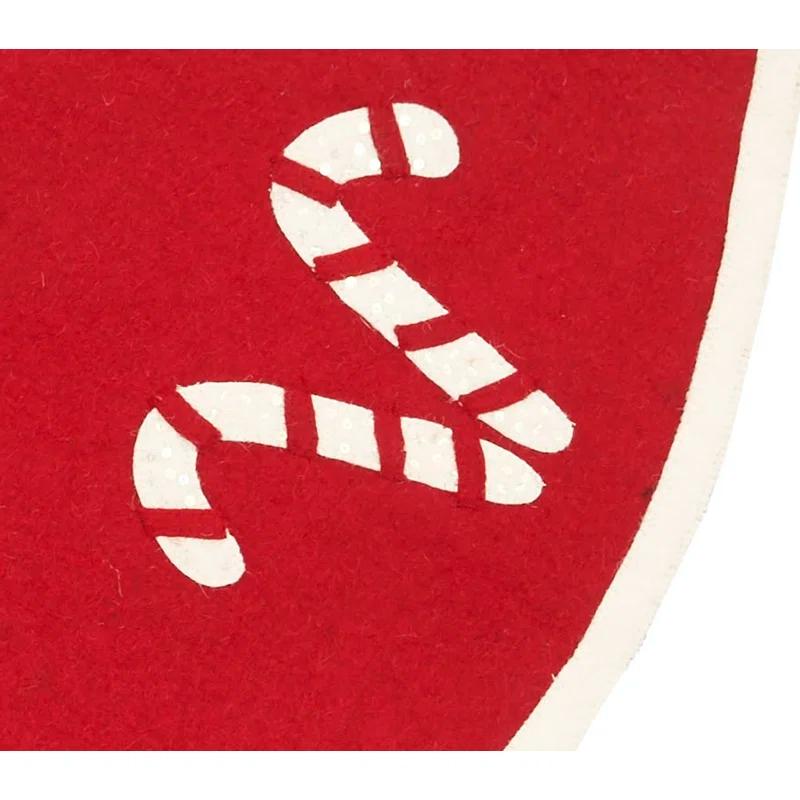 Handmade Christmas Tree Skirt in Felt - Candy Canes - 60"