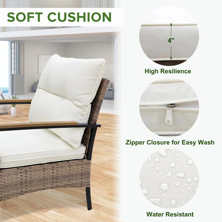 EAGLE PEAK 2 - Person Outdoor Seating Group Outdoor Rocking Seating Group with Cushions, 3-Piece Outdoor Rocking Chairs Set With Table