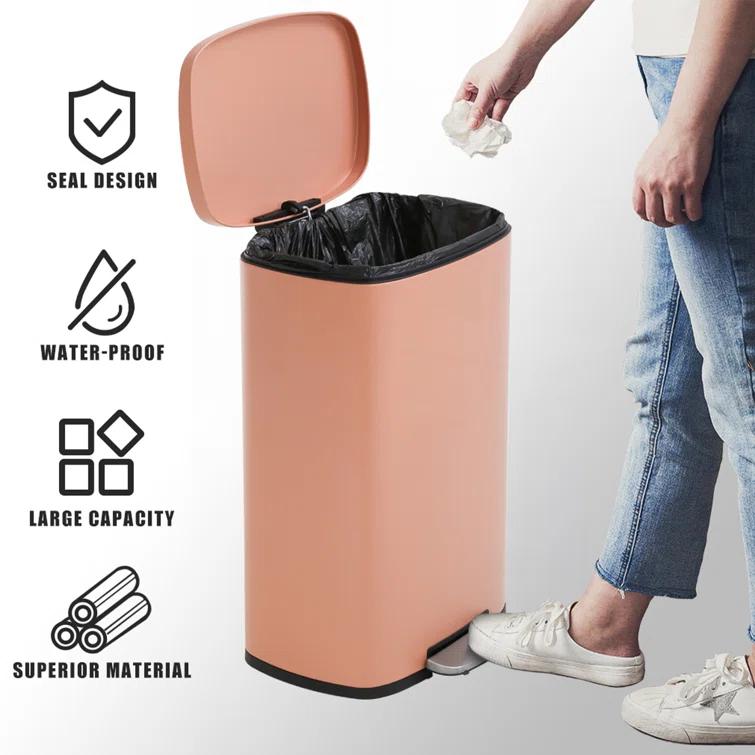 FDW Steel Step On Kitchen Trash Can - 13 Gallons
