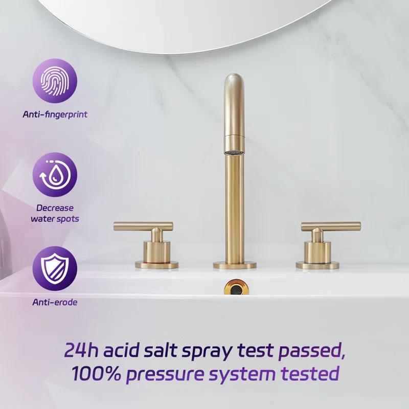 VIBRANTBATH 16441-BG Widespread Bathroom Faucet 3 Hole, 2-handle Bathroom Sink Faucet with Drain Assembly