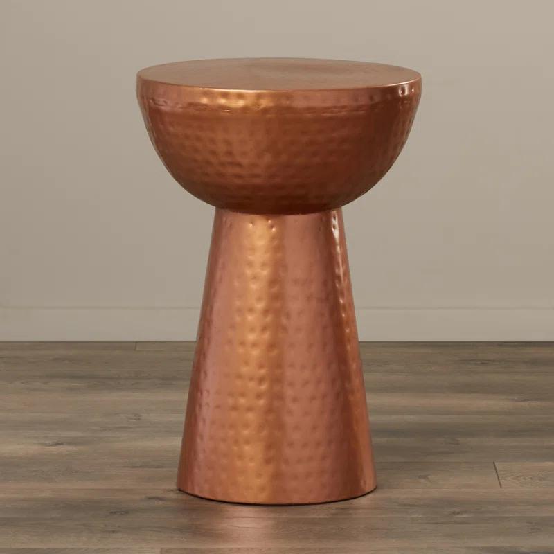 Ivy Bronx Dolina Metal Handmade Side End Accent Table with Hammered Design