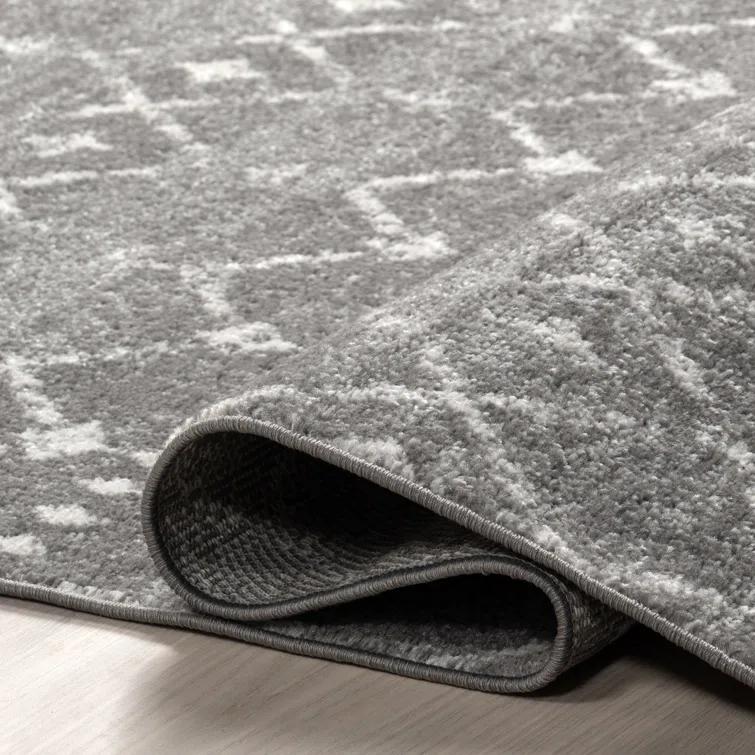 Union Rustic Amanuel Moroccan Geometric Area Rug in Dark Gray