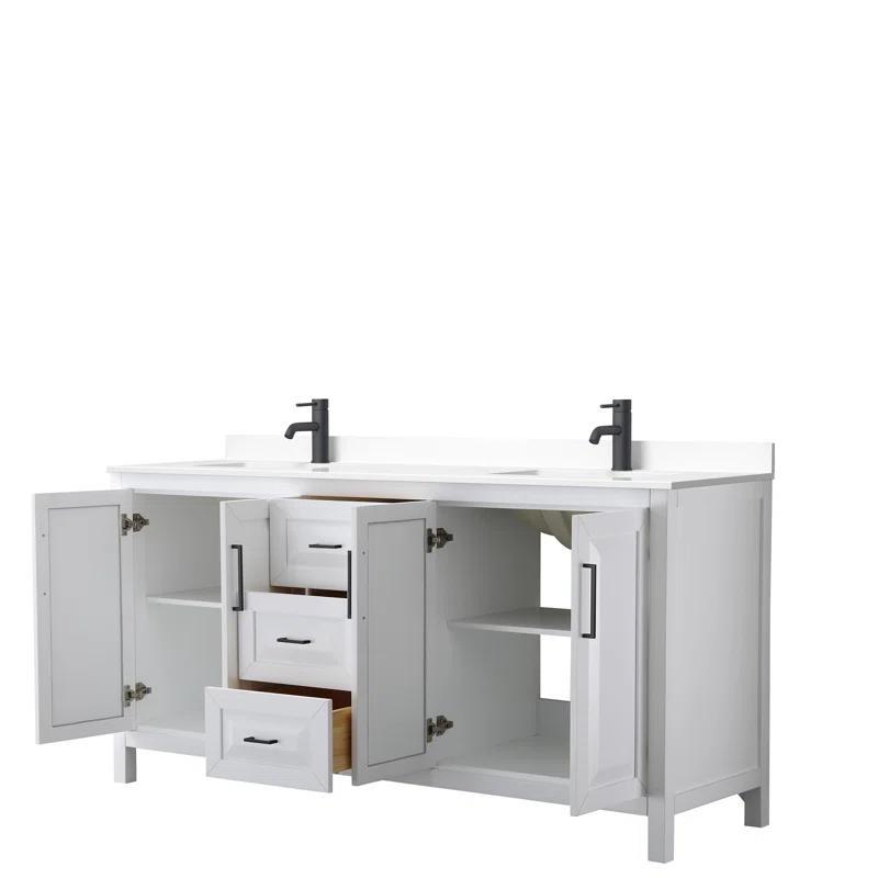 Wyndham Collection Daria 72'' Double Bathroom Vanity with Carrara Marble Top