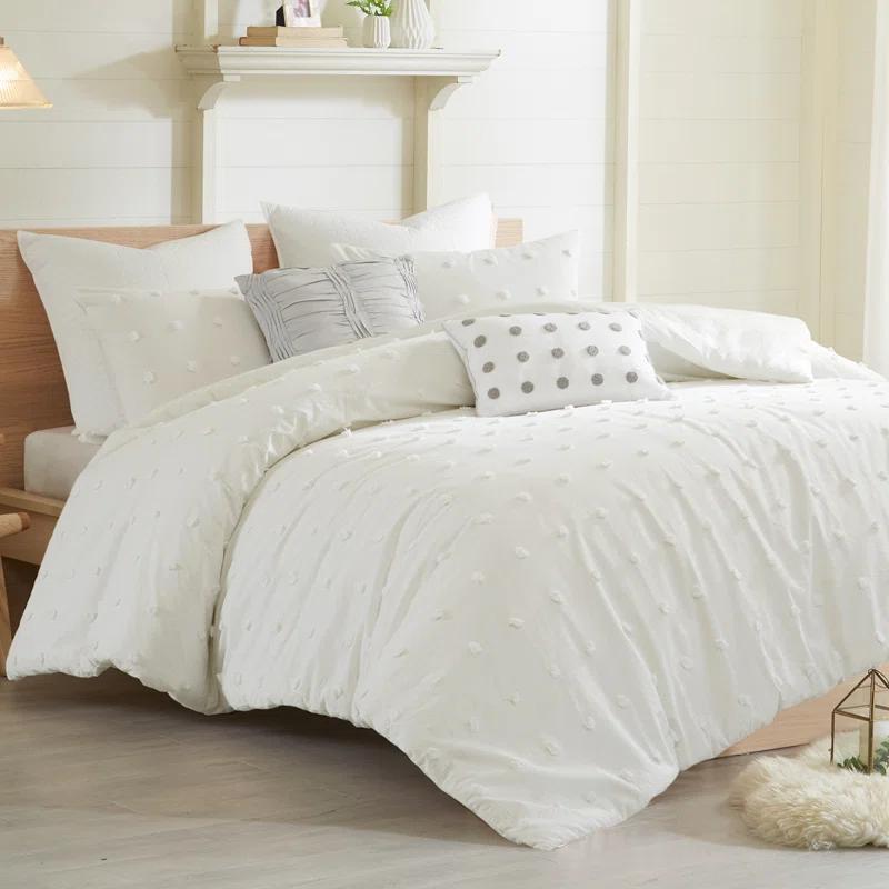 Intelligent Design Brooklyn Cotton Jacquard Duvet Cover Set with Euro Shams and Throw Pillows
