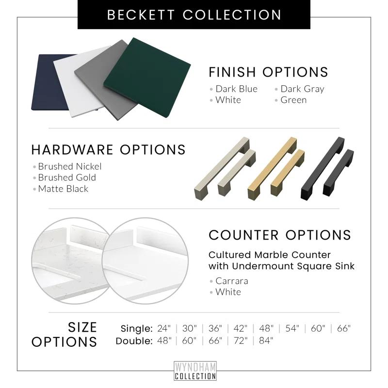 Wyndham Collection Beckett 84" Freestanding Double Bathroom Vanity with Cultured Marble Top