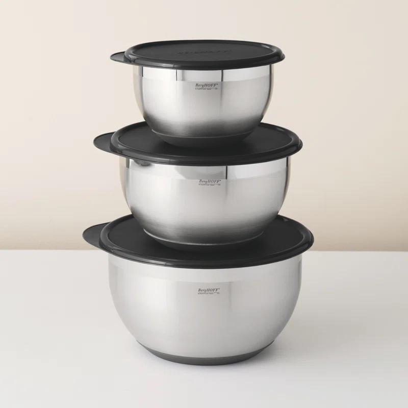 BergHOFF BergHOFF International Essentials 8pc 18/10 Stainless Steel Mixing Bowl Set with Lids