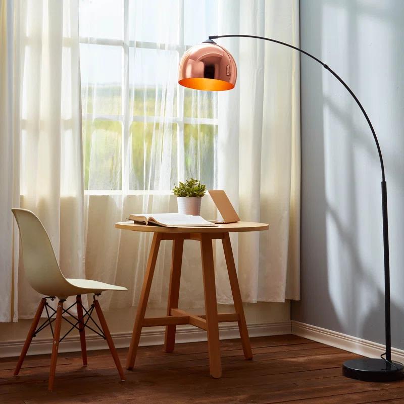 Wrought Studio™ Perlis 66.93" Arc Floor Lamp with Solid Marble Base