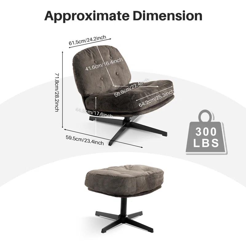 Red Barrel Studio® Hardyal Upholstered Swivel Accent Chair with Ottoman