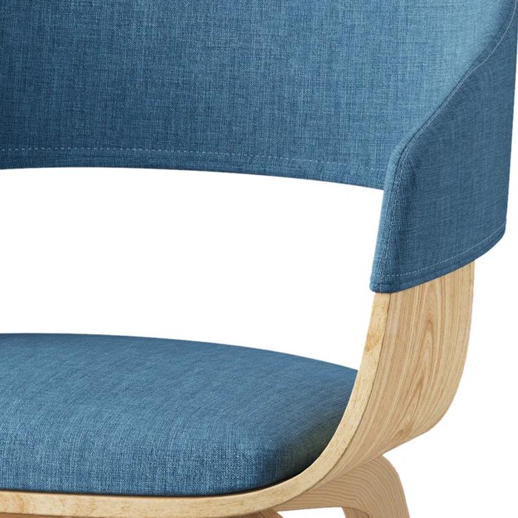 Lowell Bentwood Upholstered Dining Chair with Curved Backrest in Mid-Century Modern Style