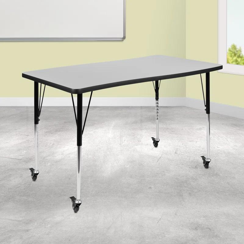 Flash Furniture Goddard 28"W x 47.5"L Rectangular Wave Collaborative Grey Adjustable Height Activity Table