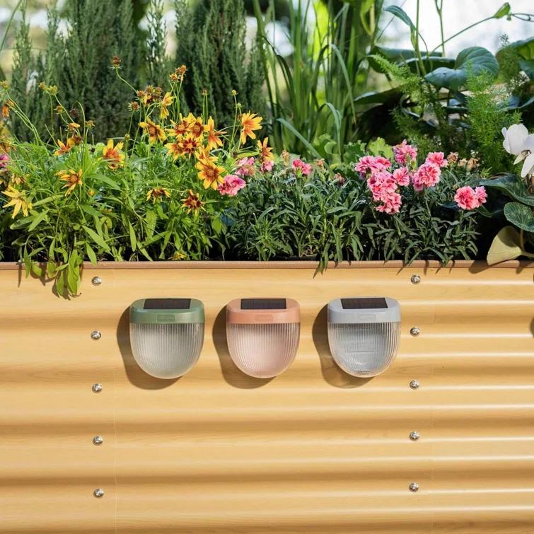 Vego Garden Add ons Rippled Outdoor Waterproof Solar Powered Integrated LED Deck Light Pack (Set of 8)