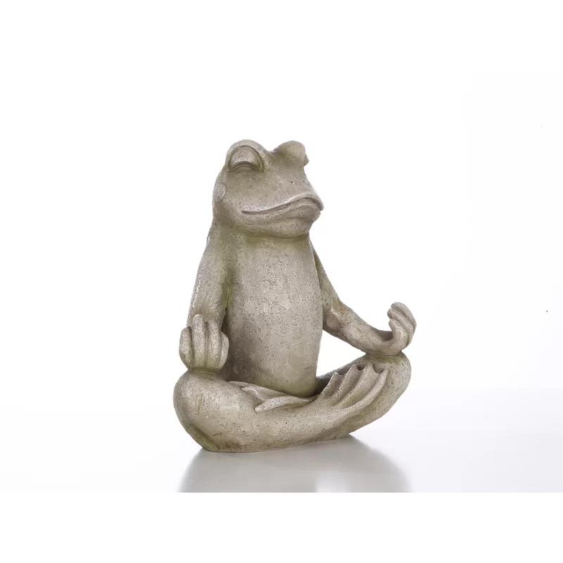 Zen Frog Polyresin Garden Statue in Lotus Position