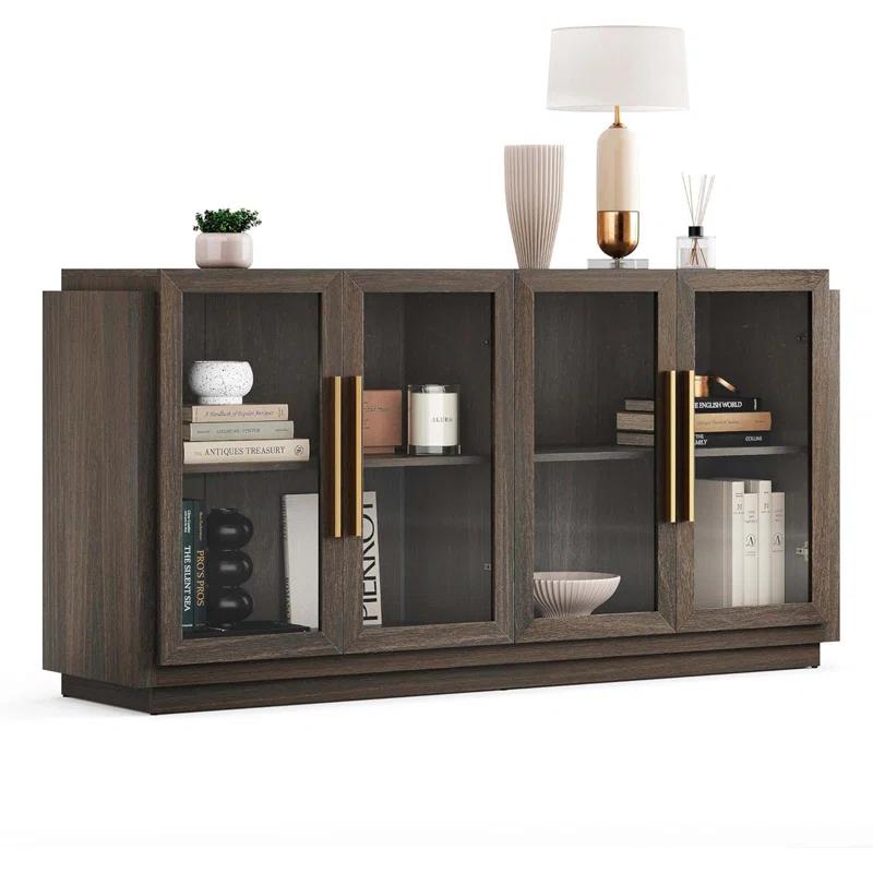 NEUTRALPOSTURE Sideboard Buffet Cabinet, Modern Wood Glass-Buffet-Sideboard With Storage, Console Table For Kitchen, Dining Room, Living Room, Hallway, Or Entrance - Brixston