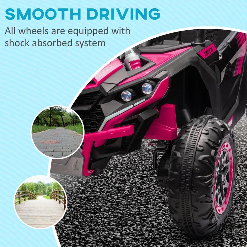 Qaba 24V 7AH Ride on Car, 2 Seater 4MPH Ride on UTV Battery Powered Toy Car