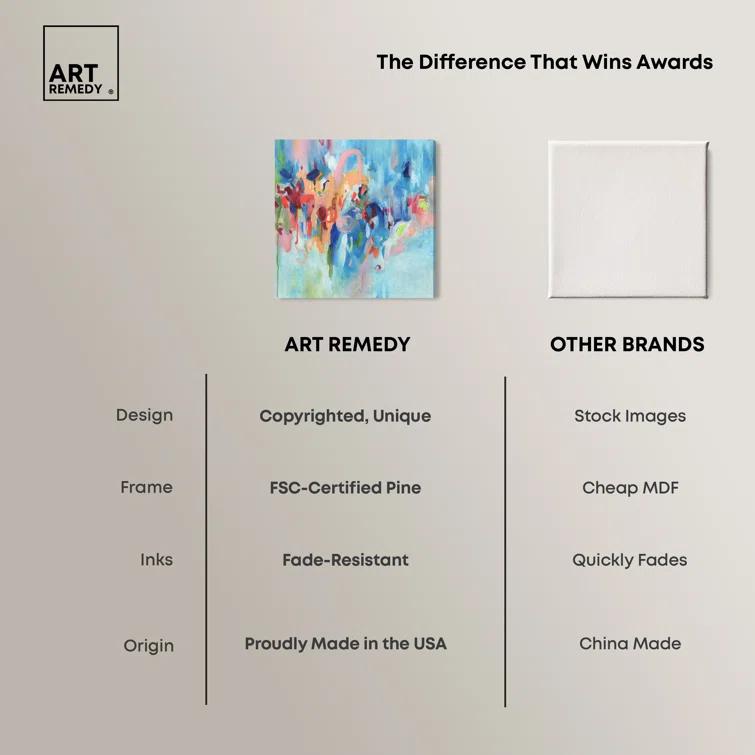 Art Remedy Art Remedy New Sky Framed Blue Abstract 1 Piece Canvas Wall Art 57079