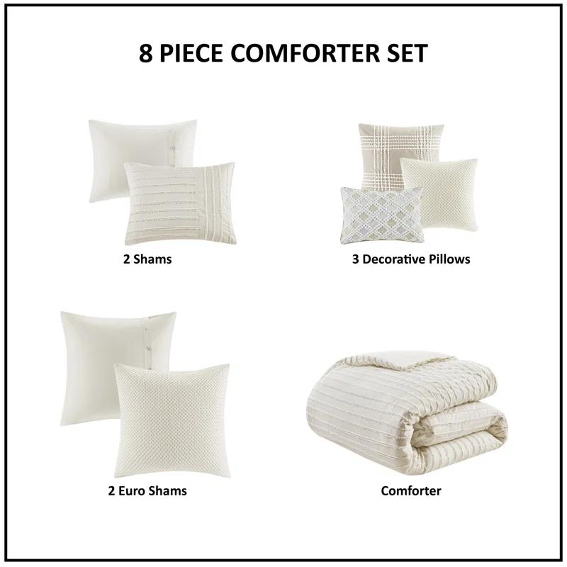 Madison Park Signature Madison Park Signature Essence Oversized Cotton Clipped Jacquard Comforter Set