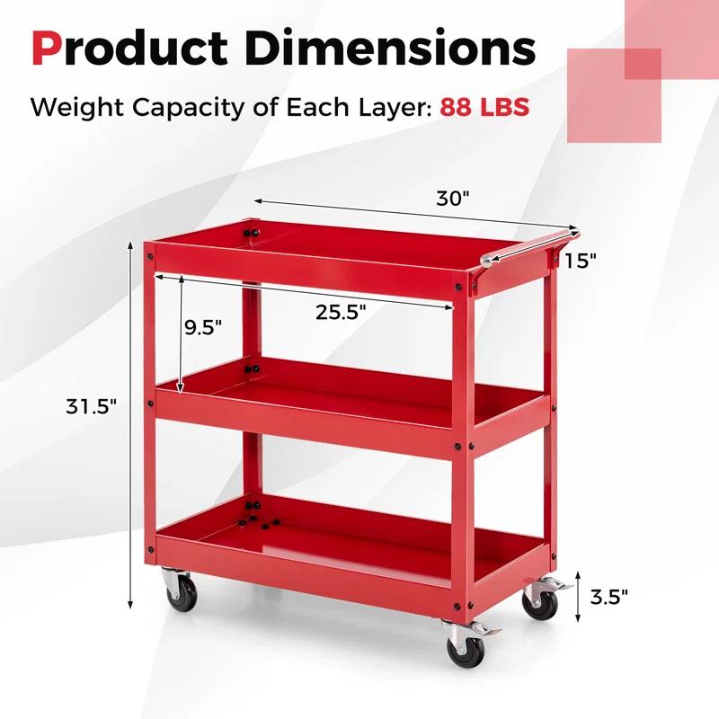 Costway 31'' H x 30'' W Utility Cart with Wheels