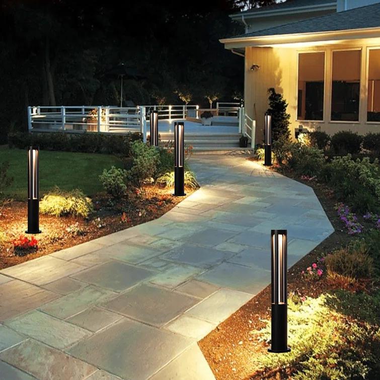 Gardenised Black Integrated LED Metal Bollard Light