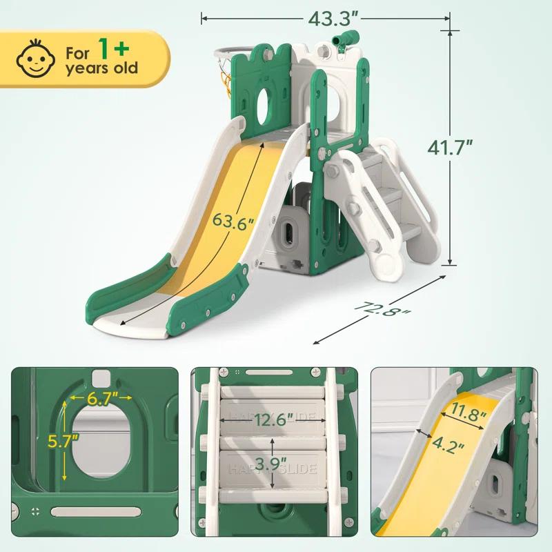 7 in 1 Kids Slide, Toddler slide with Climber Outdoor Indoor Slide Playset