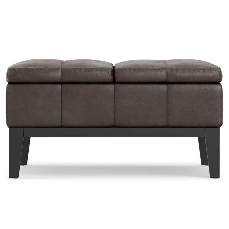 Simpli Home Dover 36"W Upholstered Square Coffee Table Storage Ottoman with Split Tufted Lift Top & Reviews | Wayfair