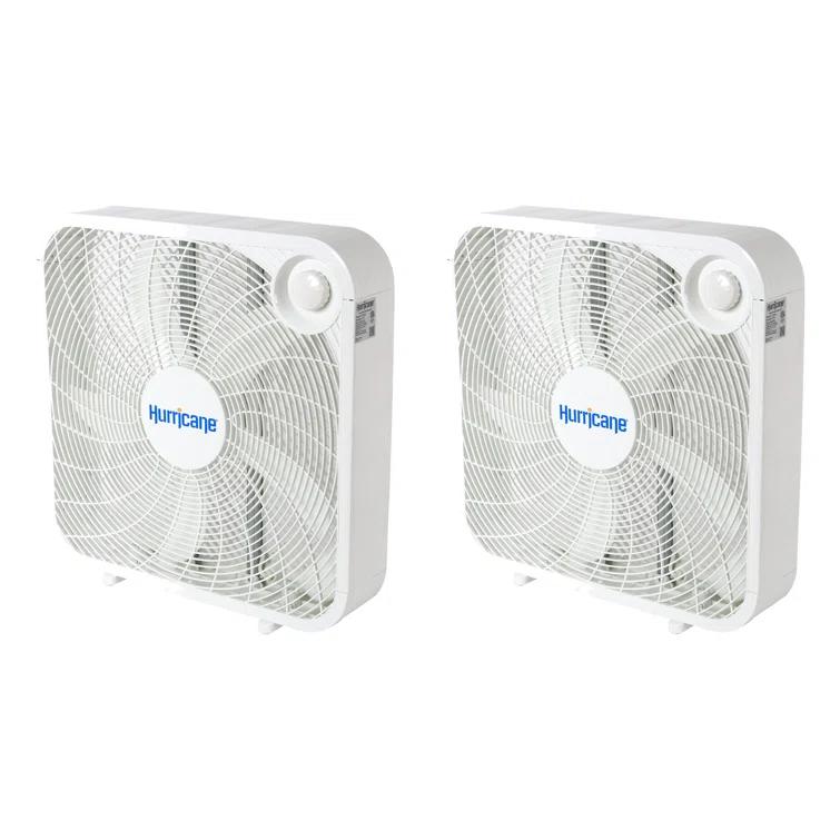 Hurricane Hurricane 20" Classic Series Floor Box Fan with 3 Speed Settings, 2 Pack, White (Set of 2)