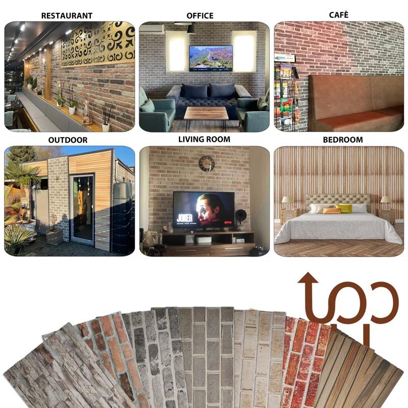 UPP Ultimate Premium Products 3D Brick Effect Wall Panels - Lightweight Styrofoam - Set of 9 Large Panels (20"x40") Covers 48 sq ft - Apply with Wall Adhesive - DIY Home Wall Cladding