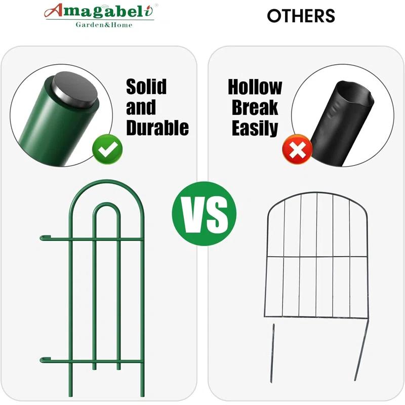 Amagabeli 14 panels Decorative Garden Fences and Borders for Dogs 32in(H)×20ft(L) No Dig Metal Fence (Set of 14)