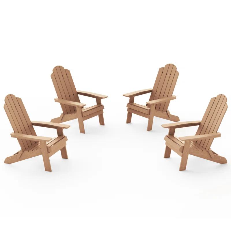 Highland Dunes Outdoor Plastic Folding Adirondack Chair For All Weather (Set Of 4) (Set of 4)