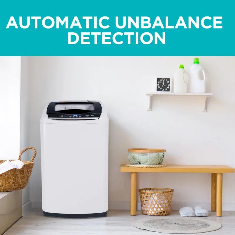 BLACK+DECKER Small Portable Washer, Washing Machine for Household Use, 0.9 Cu. Ft. with 5 Cycles, Transparent Lid & LED Display