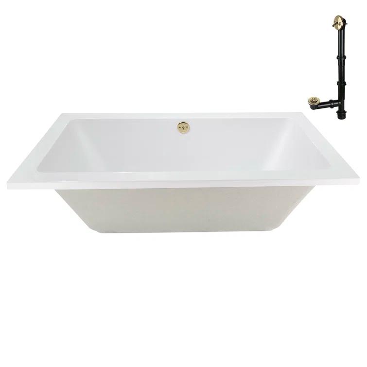 Streamline Bath 60" x 32" Acrylic Soaking Drop-In Bathtub, Drain Included N-4120-712-PBR
