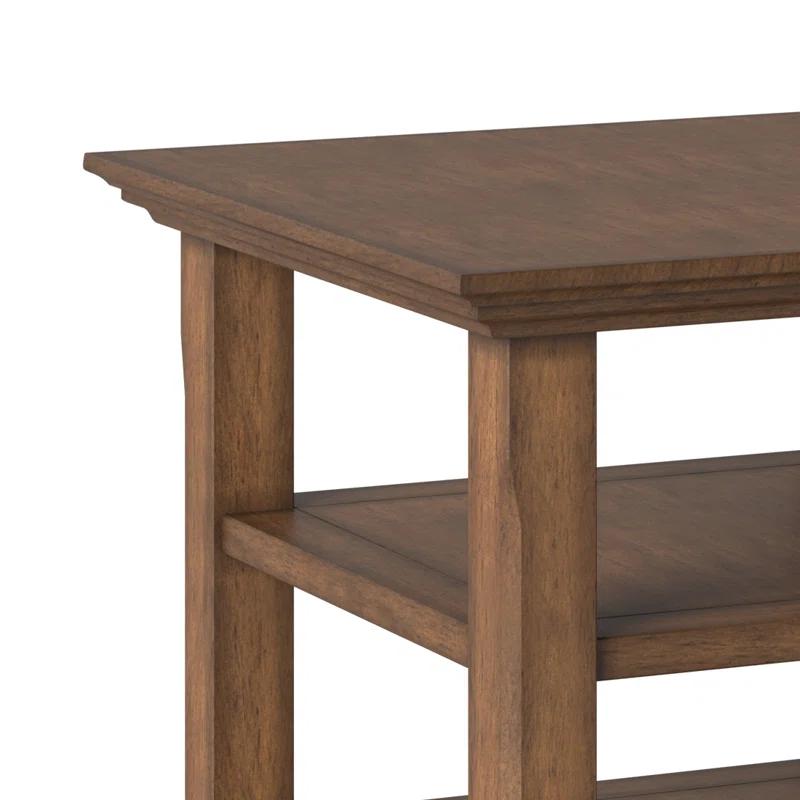 Simpli Home Acadian Solid Wood Transitional Table with Open Shelves