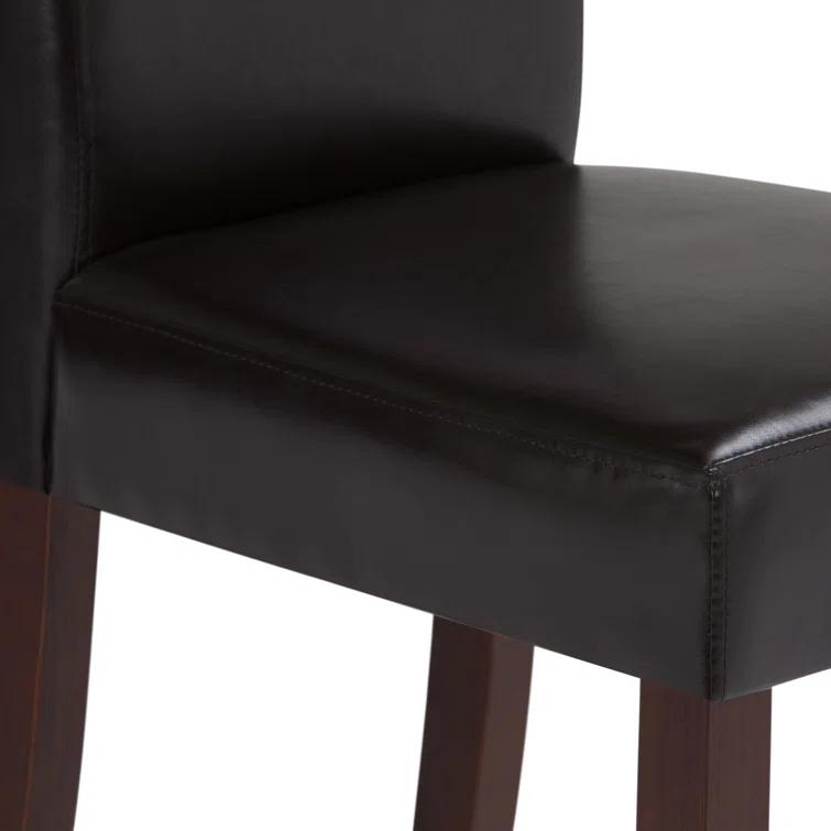 Simpli Home Acadian Andover Upholstered Parson Dining Chair with Tufted Backrest and Solid Wood Frame (Set of 2)