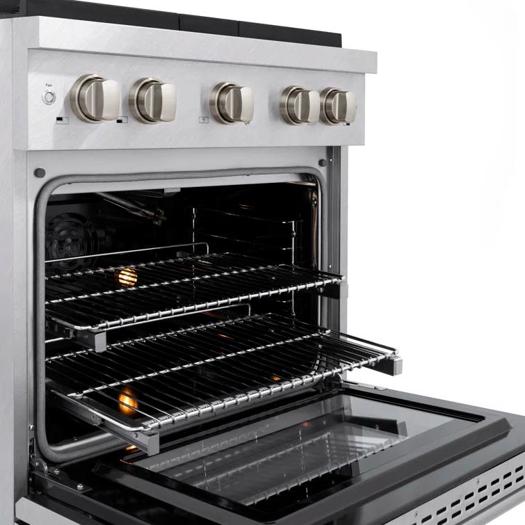 ZLINE Satin ZLINE 30 in. Paramount Gas Range w/ 4 Burners & Convection Oven w/ Door SGRS-30
