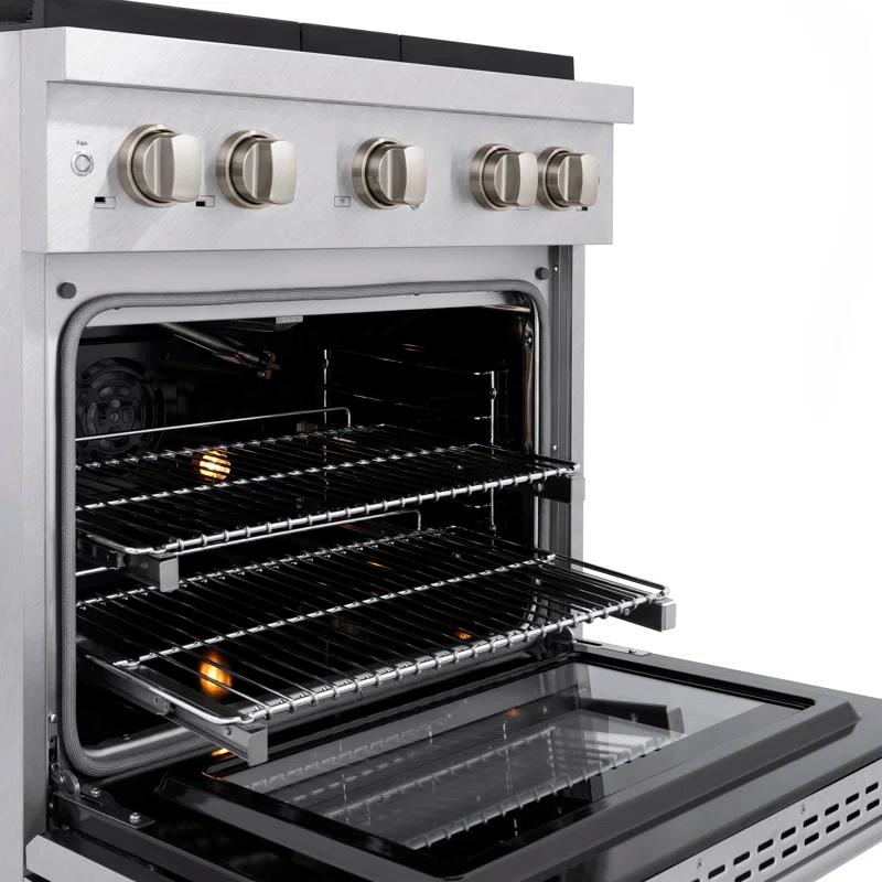 ZLINE Satin ZLINE 30 in. Paramount Gas Range w/ 4 Burners & Convection Oven w/ Door SGRS-30