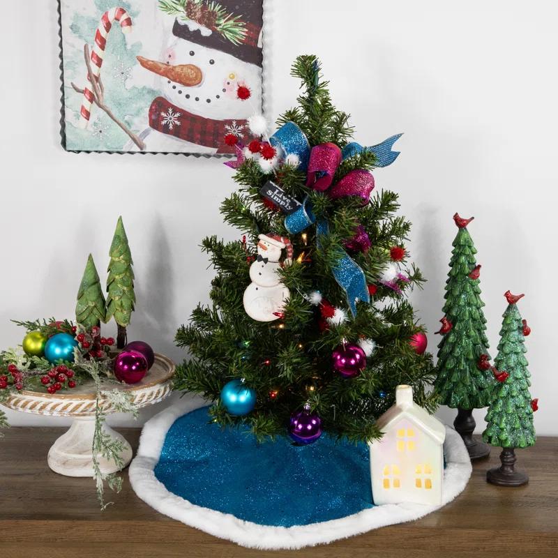 Northlight Seasonal 20" Glittered Mini Christmas Tree Skirt with Faux Fur Trim