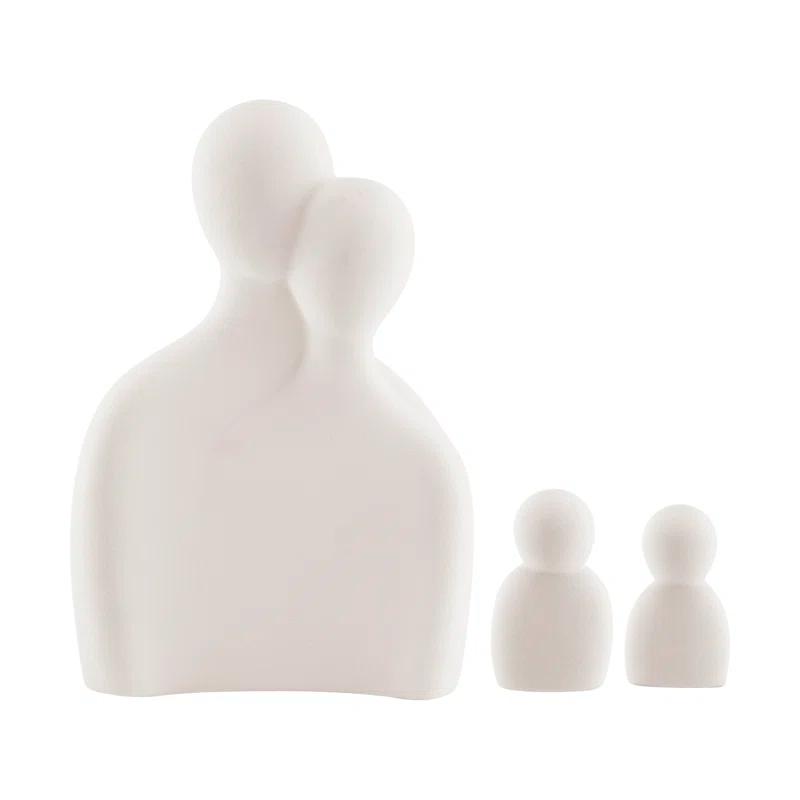 Wrought Studio™ Hans Cream Abstract Nesting Three Piece Family Of 4 Decorative Accent Matte Ceramic Sculpture Figure Set