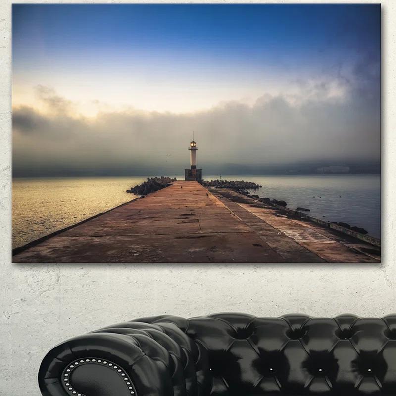 Design Art " Lighthouse On Coast And Cloudy Sky "