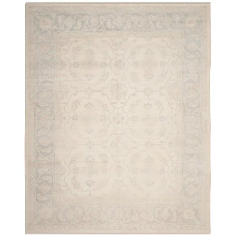 Hand-Knotted Blue Wool Rectangular 9' x 12' Rug