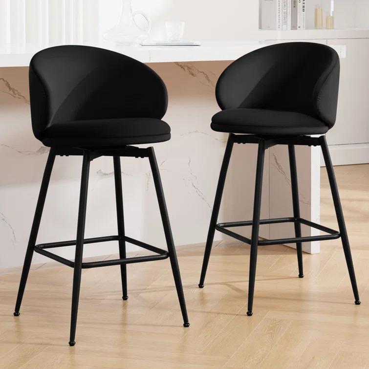 Corrigan Studio® Swivel Upholstered Counter Height Bar Stools (Set of 2)