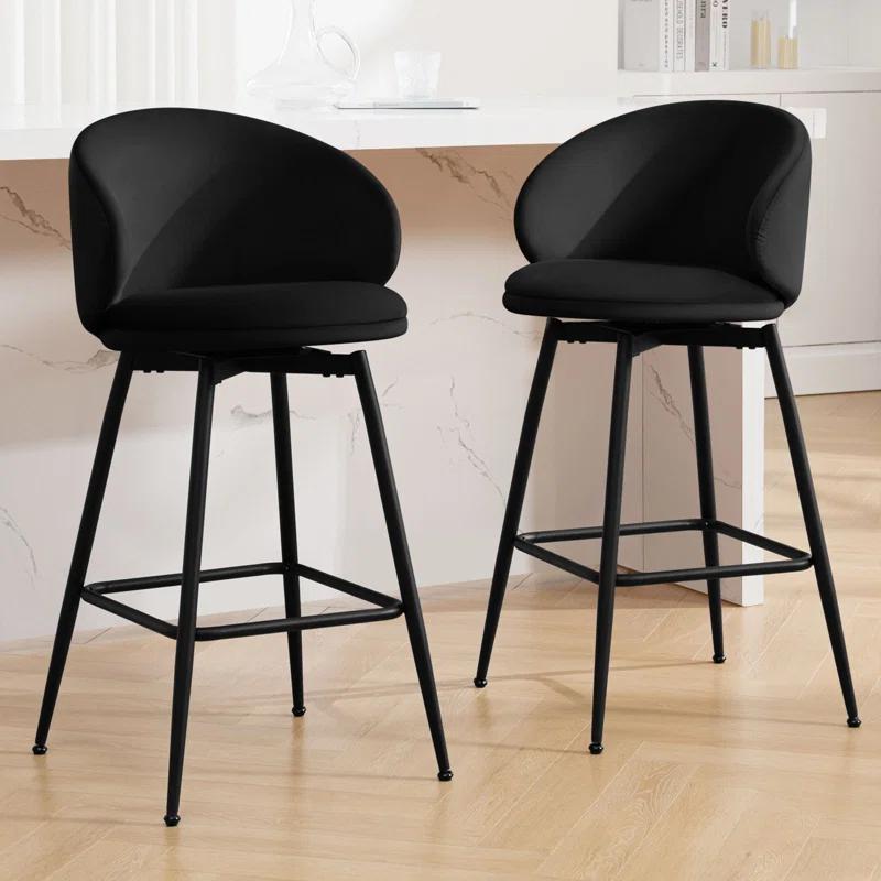 Corrigan Studio® Swivel Upholstered Counter Height Bar Stools (Set of 2)