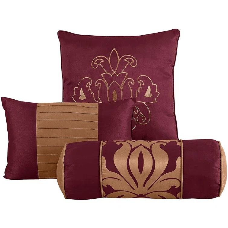 Chezmoi Collection Royale Jacquard Floral 7 Piece Comforter Set