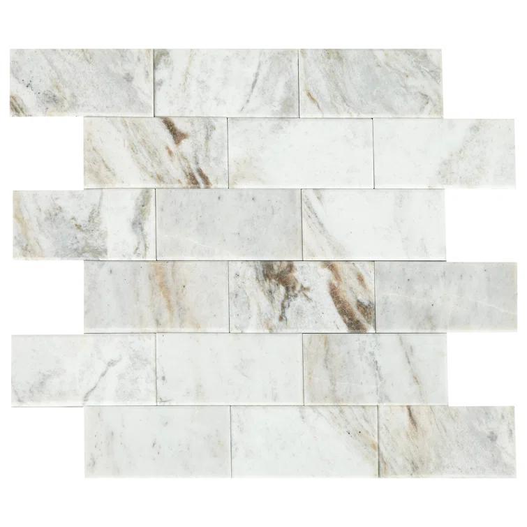 Daltile Simply Stick Mosaix 4'' W x 2'' L Natural Stone Peel and Stick Mosaic Tile