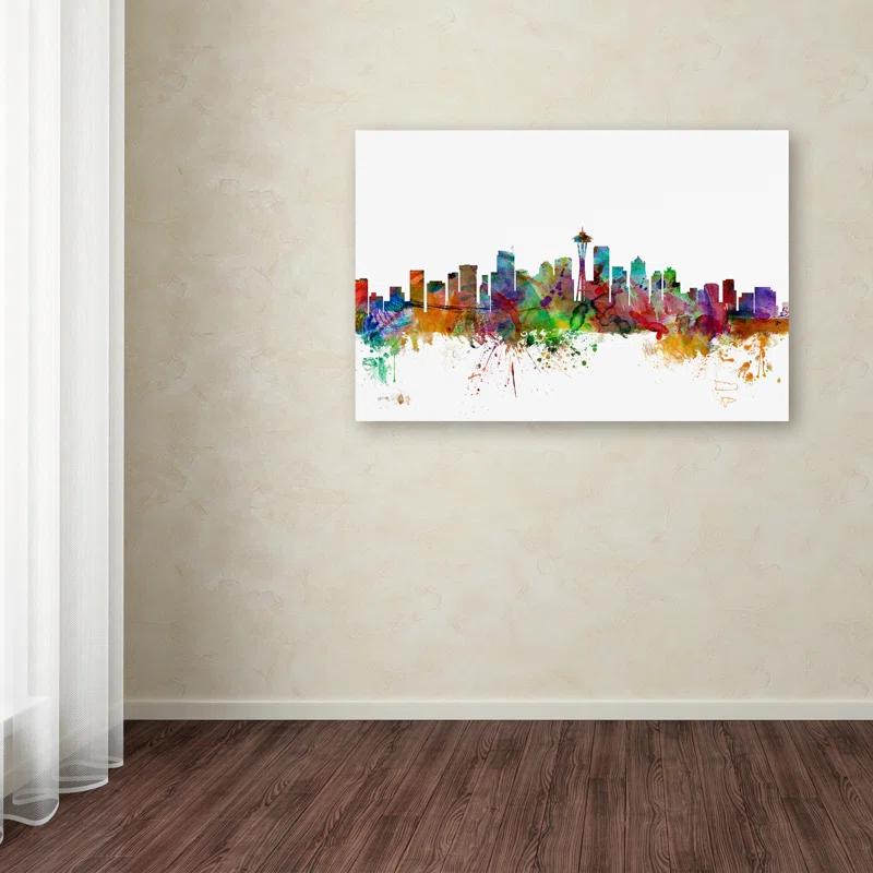Trademark Fine Art " Seattle Washington Skyline " by Michael Tompsett