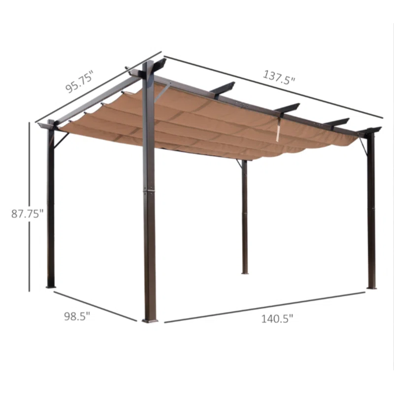 Outsunny Outsunny Pergola with Retractable Shade Canopy, Aluminum