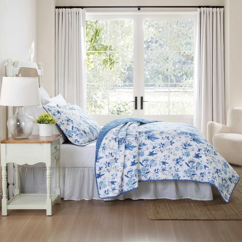 Laura Ashley Laura Ashley Breezy Floral Cotton Reversible Quilt Set