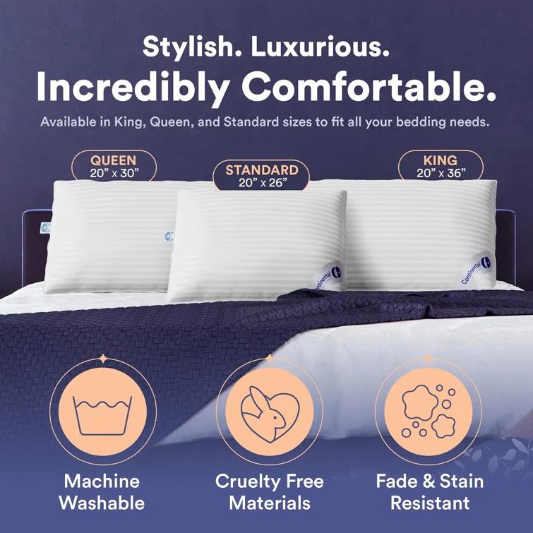 ContinentalBedding Continental Bedding Luxury 700 Fill Power Down Bed Pillows 2 Pack (Set of 2)