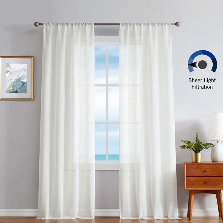 Nautica Nautica Synthetic Solid Color Sheer Rod Pocket Curtain Panels